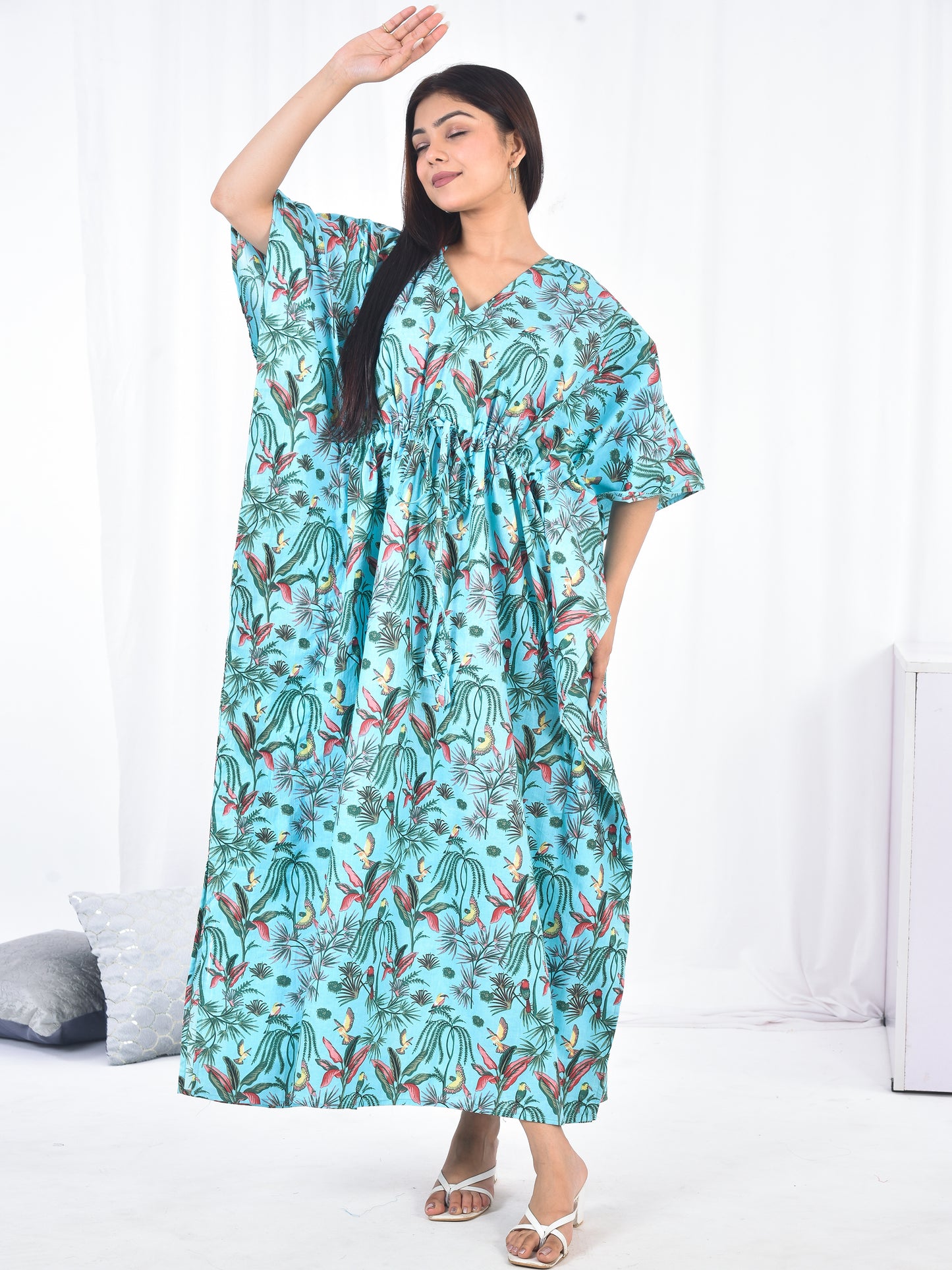 Hand-Block Print Cotton Kaftan