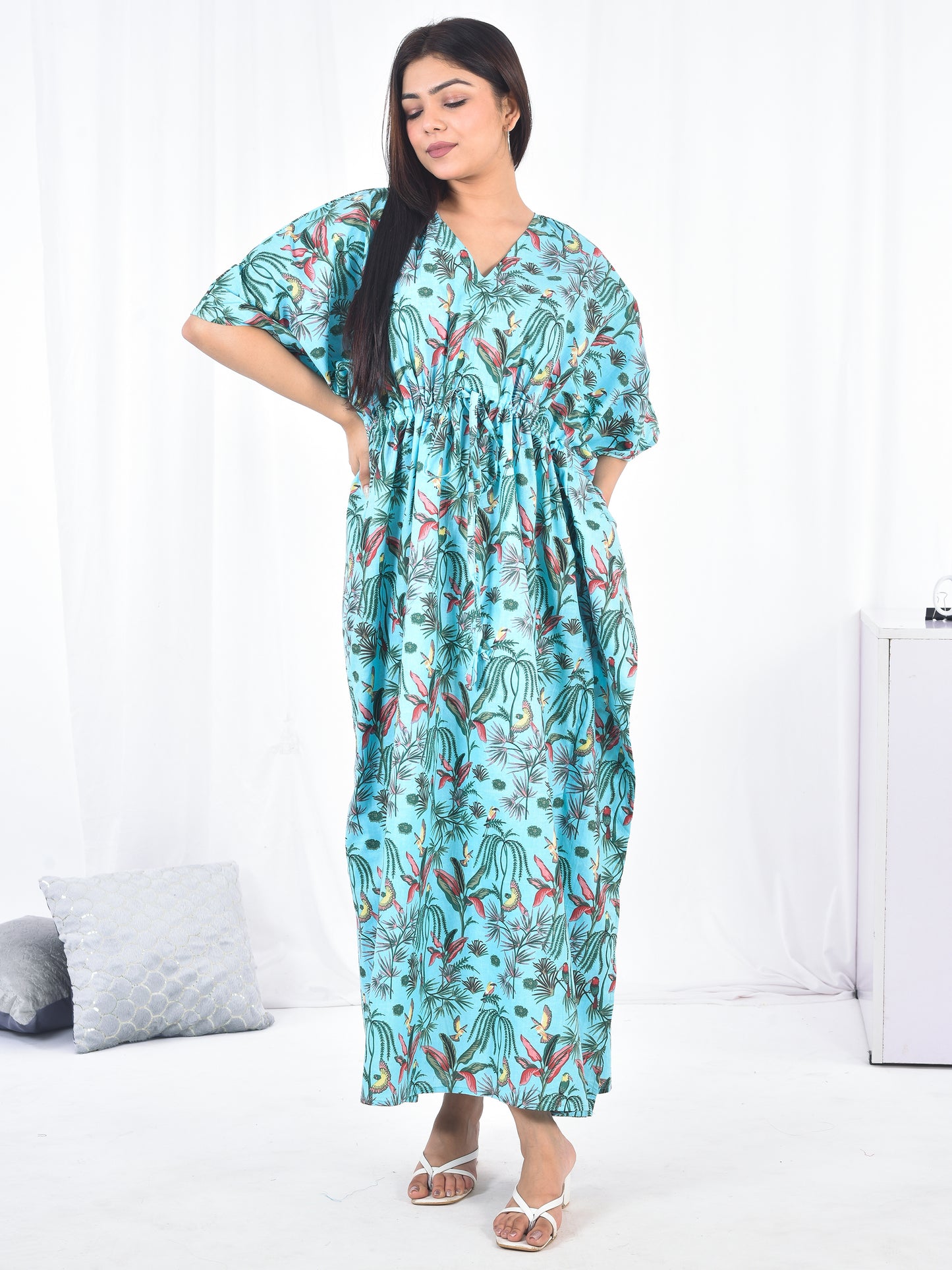 Hand-Block Print Cotton Kaftan