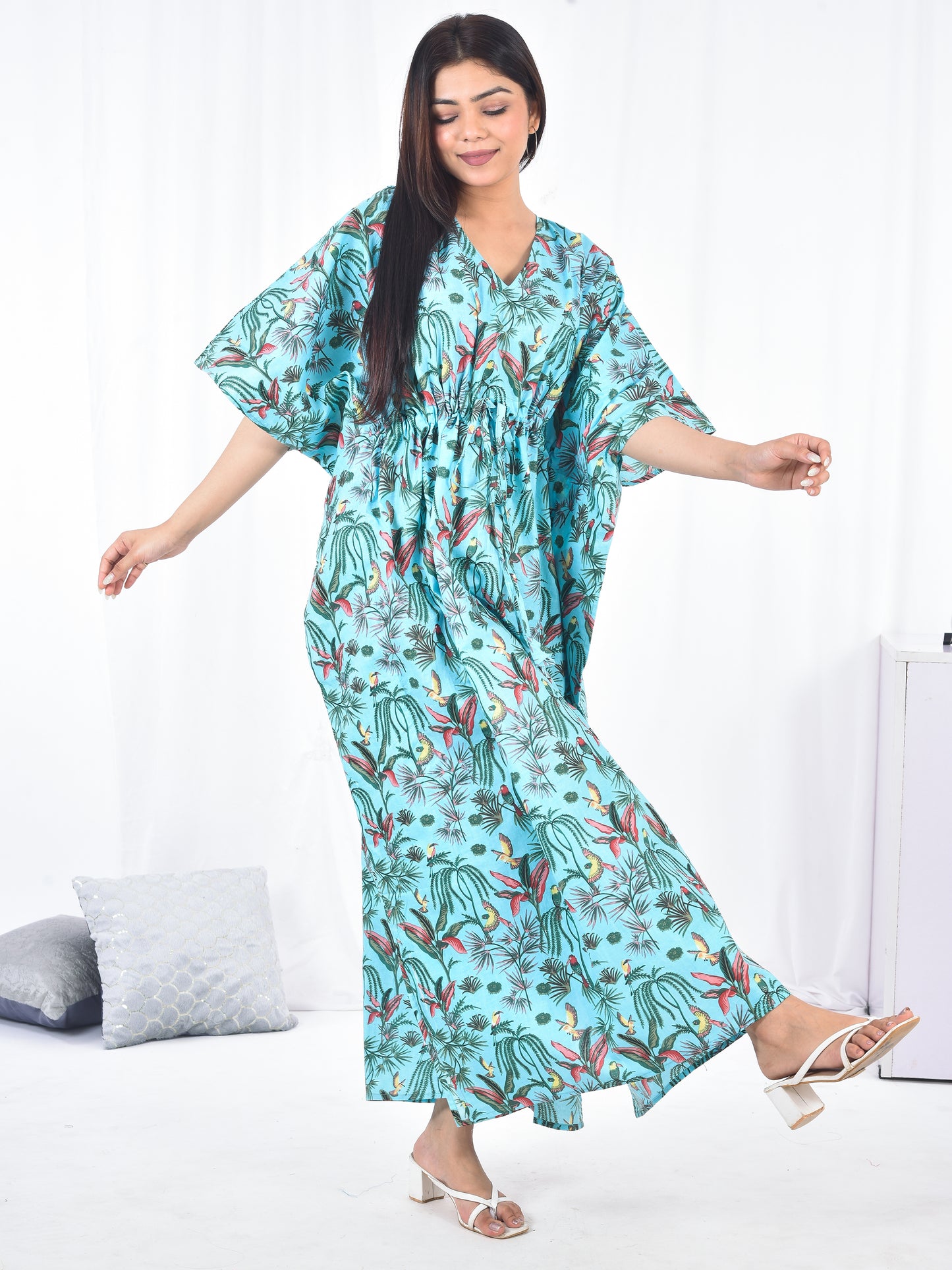 Hand-Block Print Cotton Kaftan