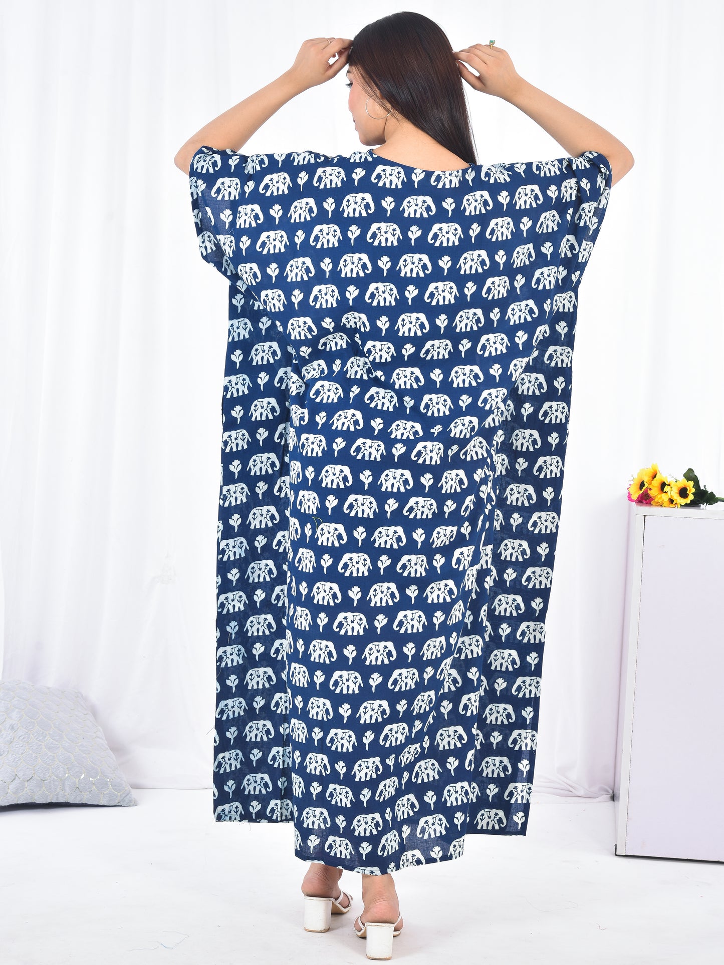 Hand-Block Print Cotton Kaftan