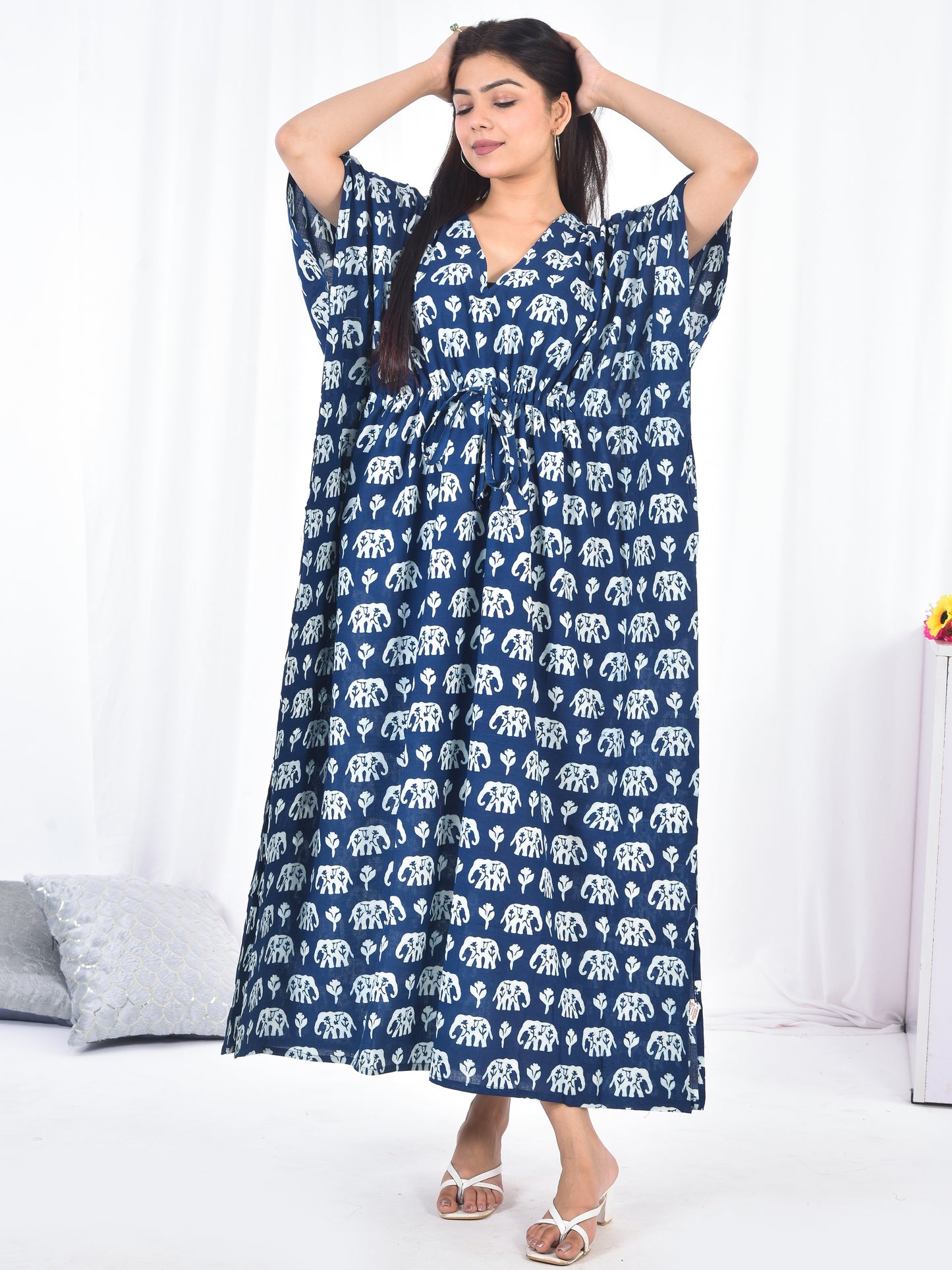 Hand-Block Print Cotton Kaftan