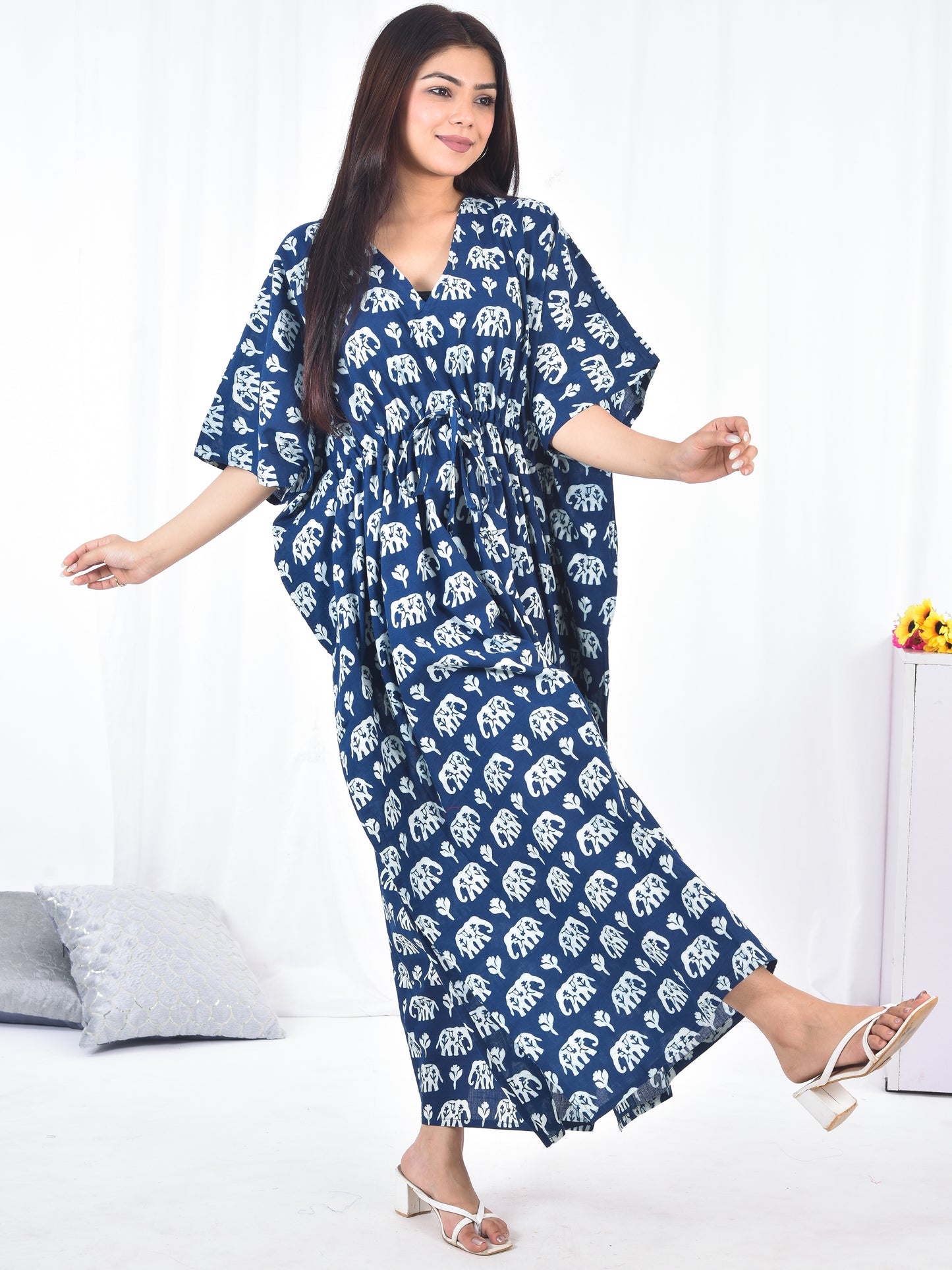 Hand-Block Print Cotton Kaftan