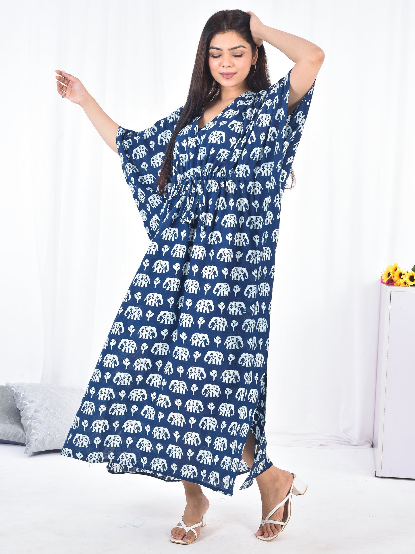 Hand-Block Print Cotton Kaftan