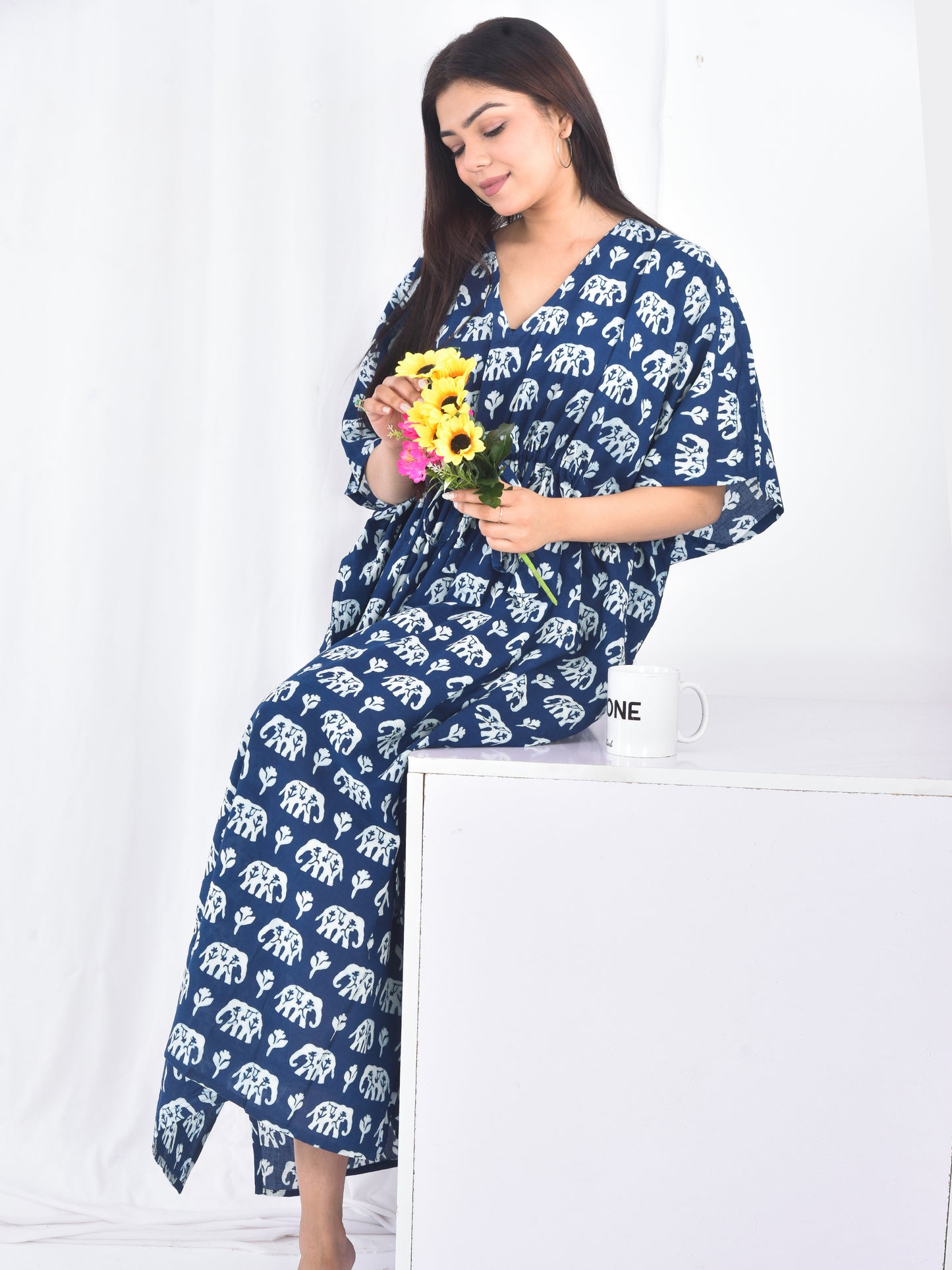 Hand-Block Print Cotton Kaftan