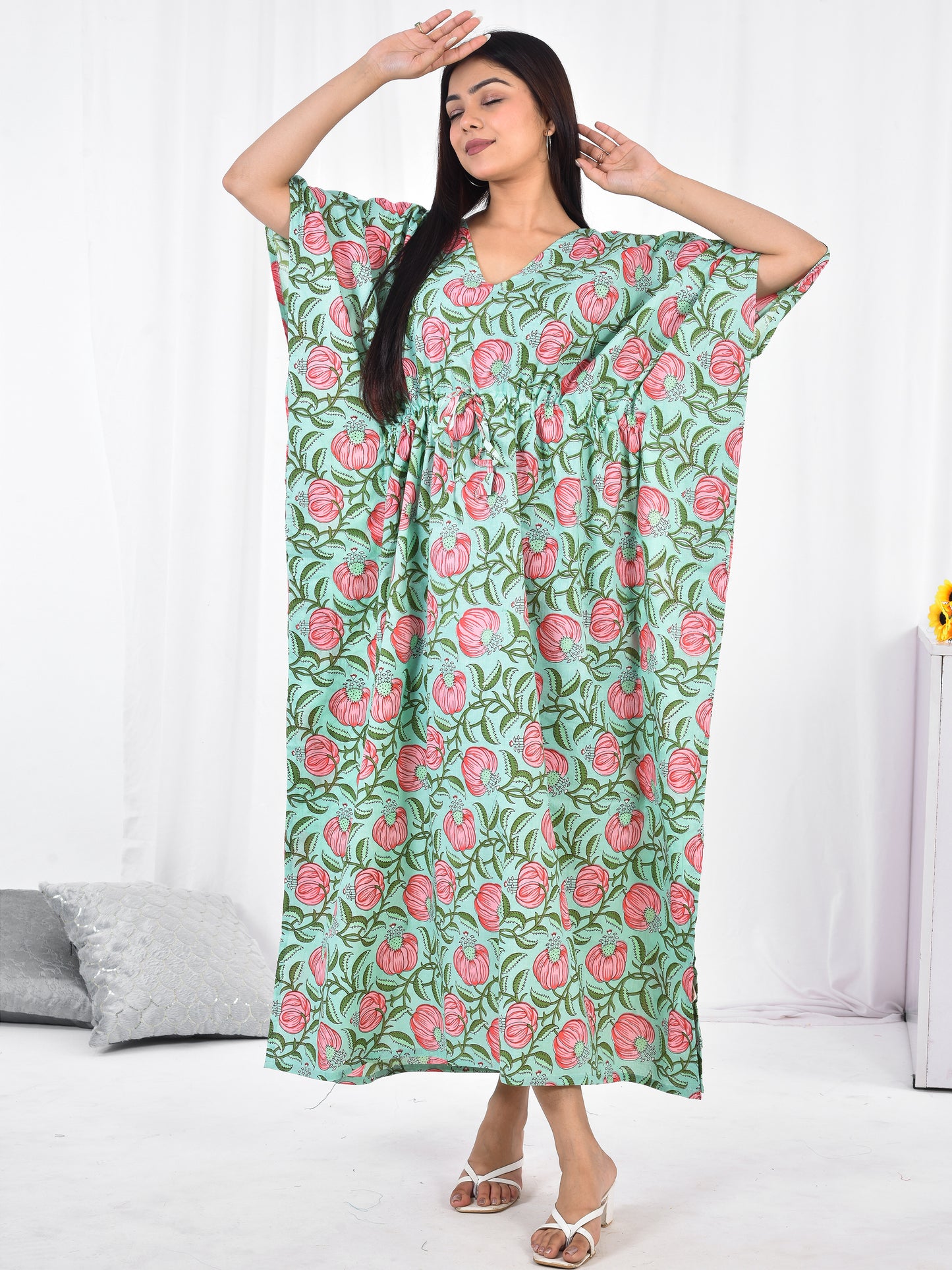 Hand-Block Print Cotton Kaftan