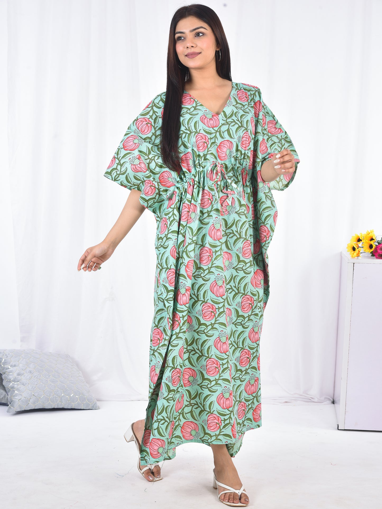 Hand-Block Print Cotton Kaftan