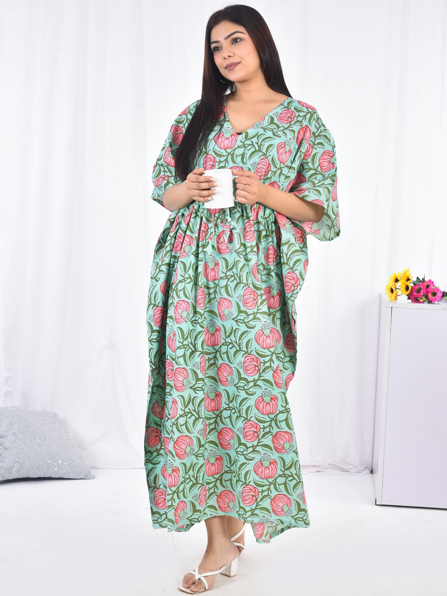 Hand-Block Print Cotton Kaftan