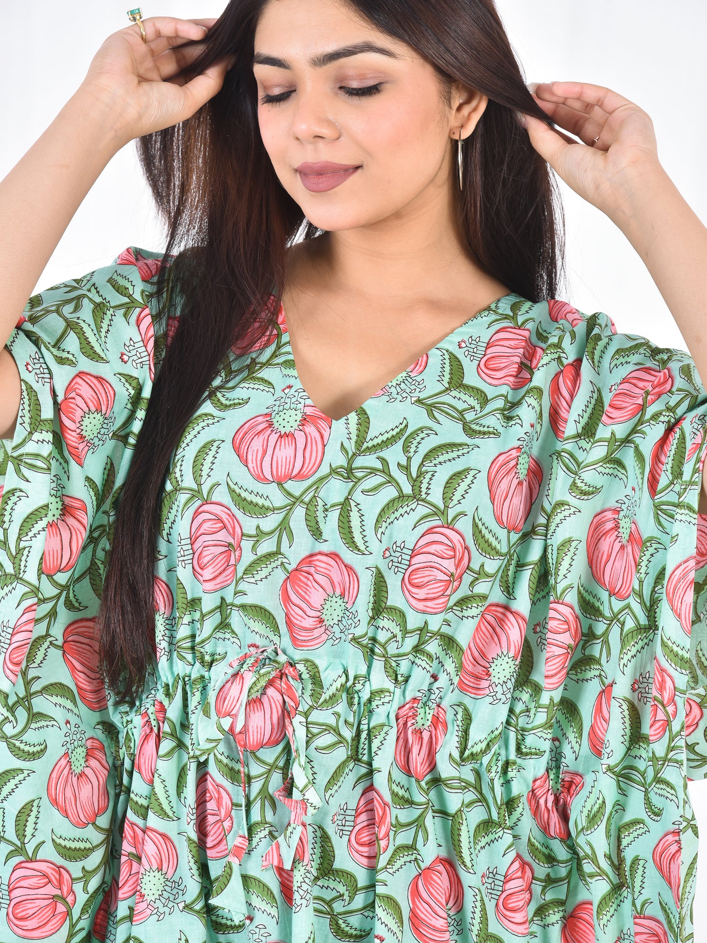Hand-Block Print Cotton Kaftan