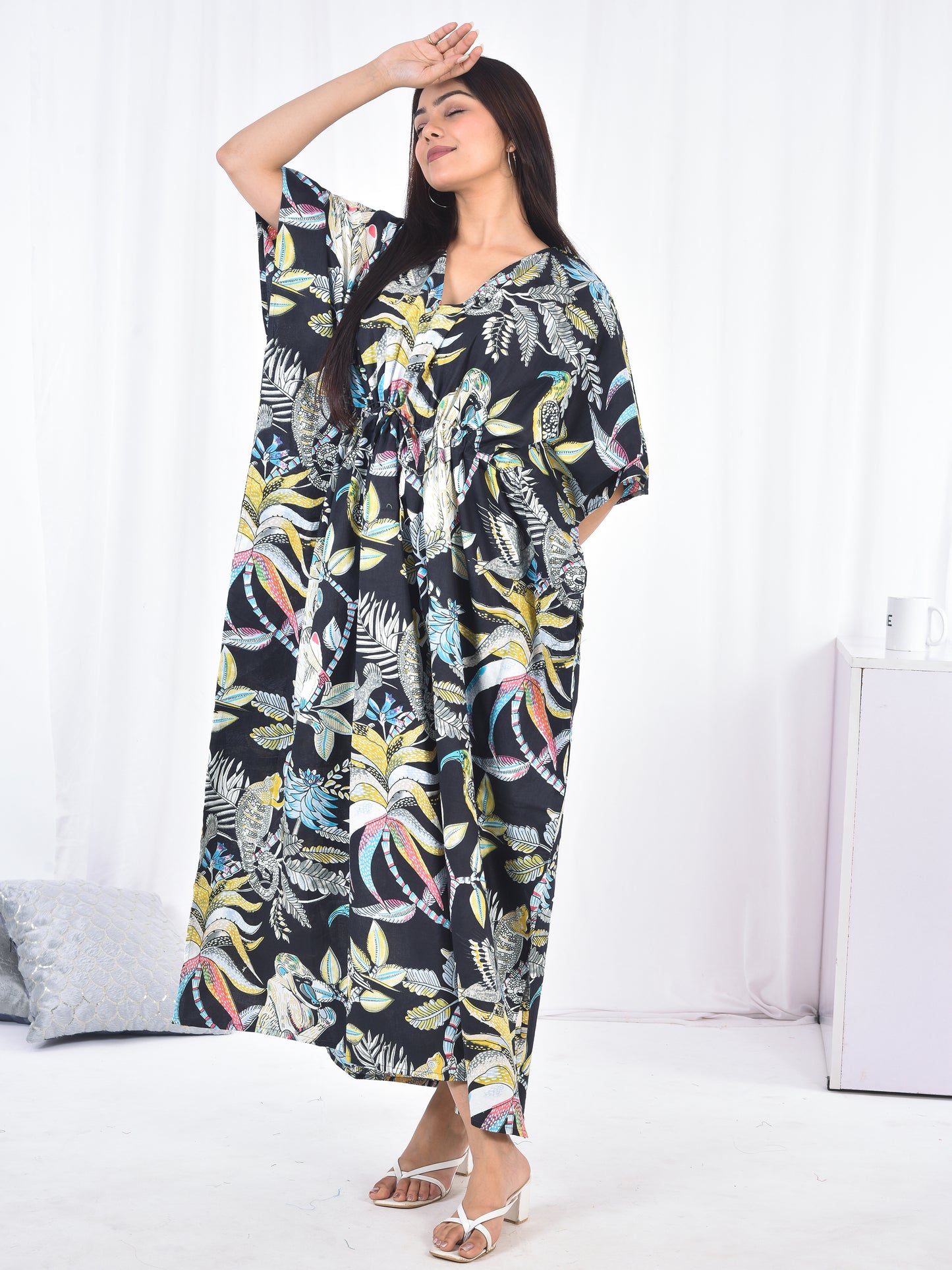 Hand-Block Print Cotton Kaftan