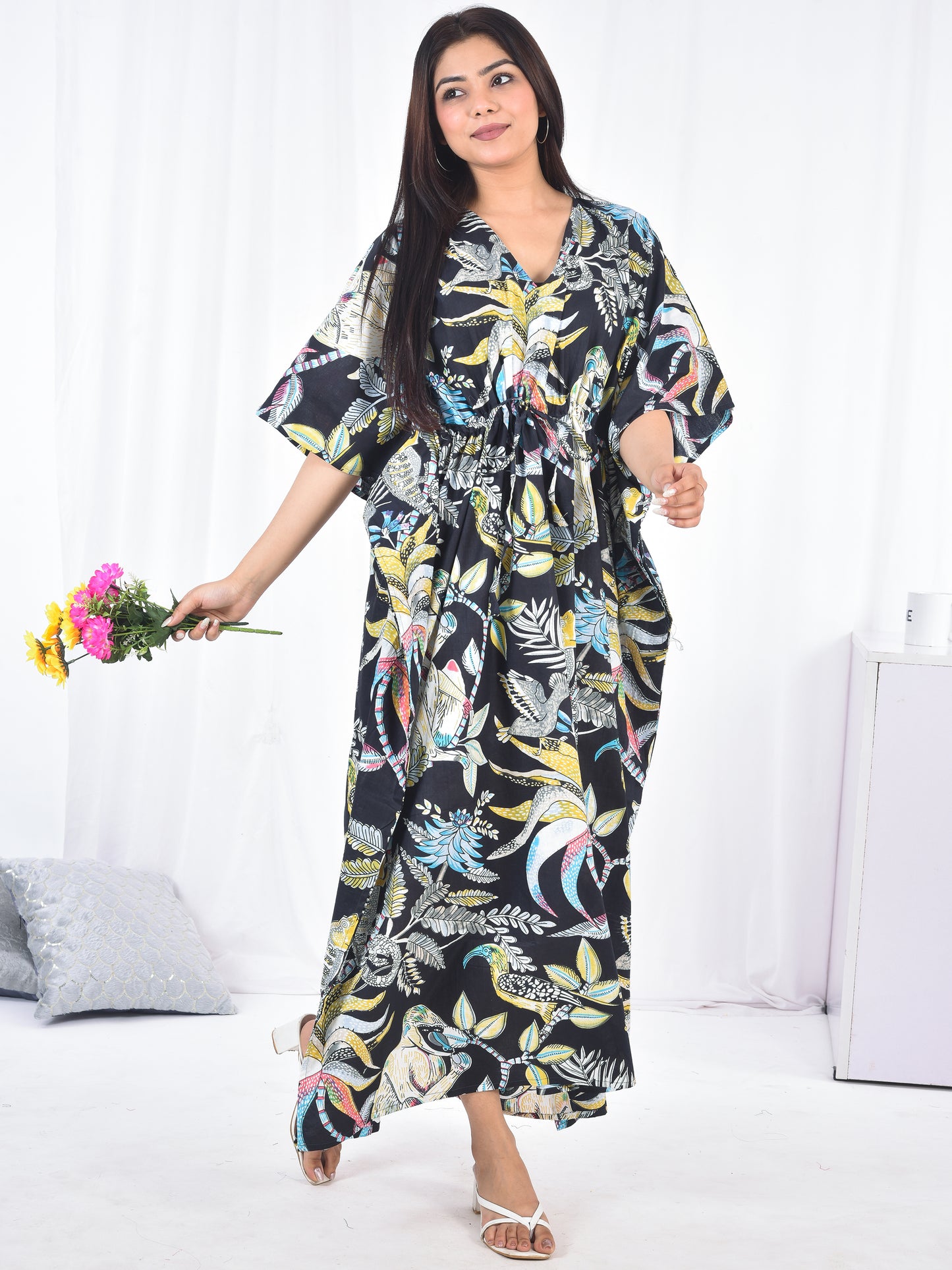 Hand-Block Print Cotton Kaftan