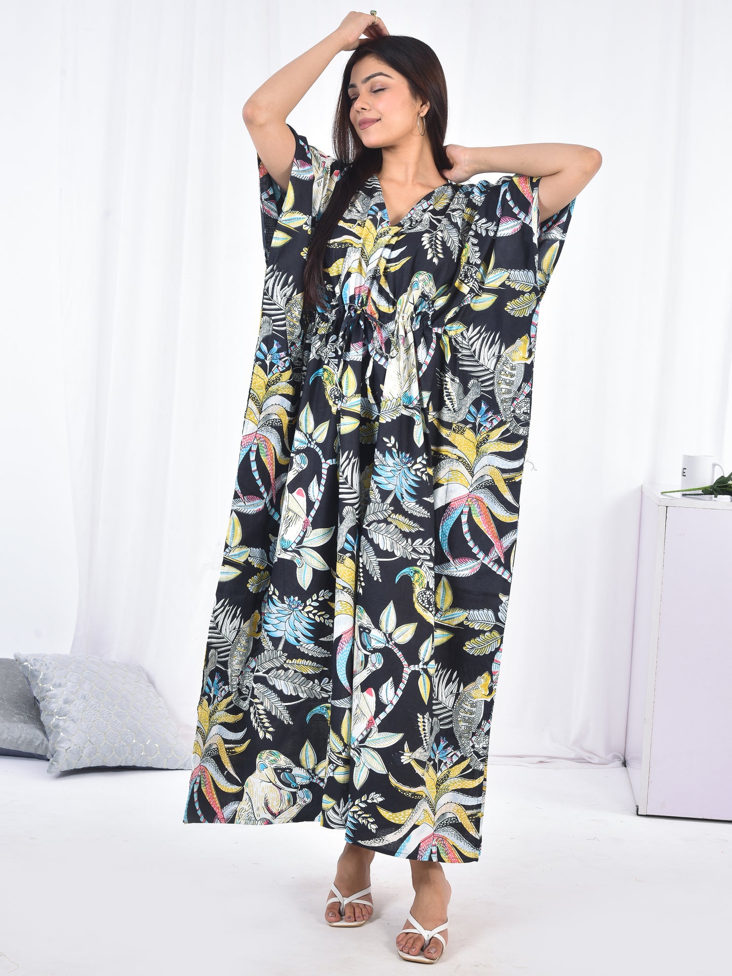 Hand-Block Print Cotton Kaftan