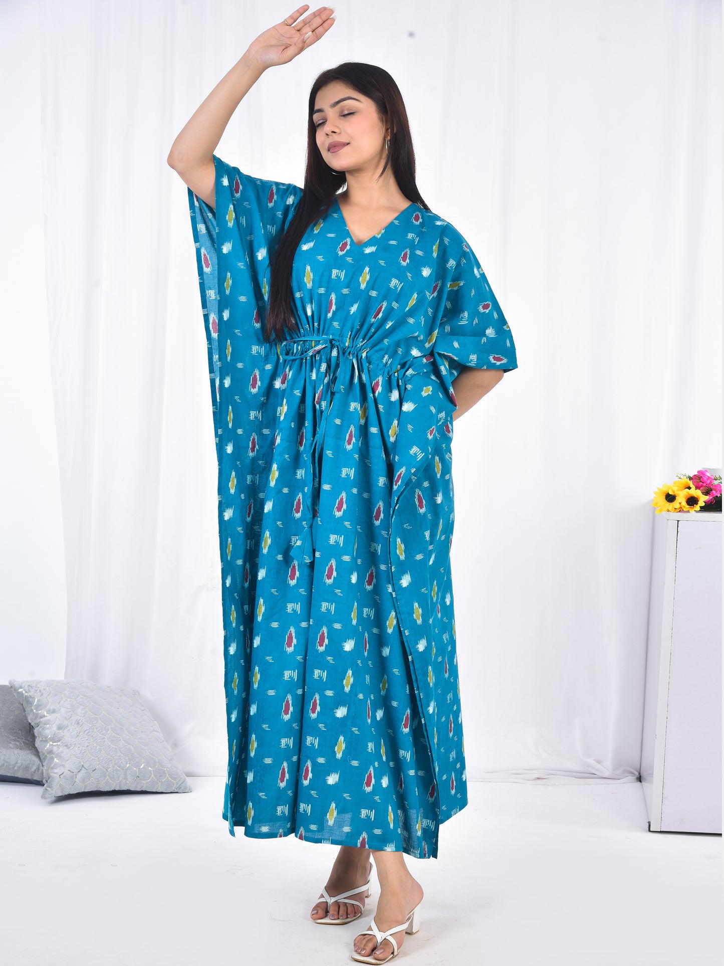 Hand-Block Print Cotton Kaftan