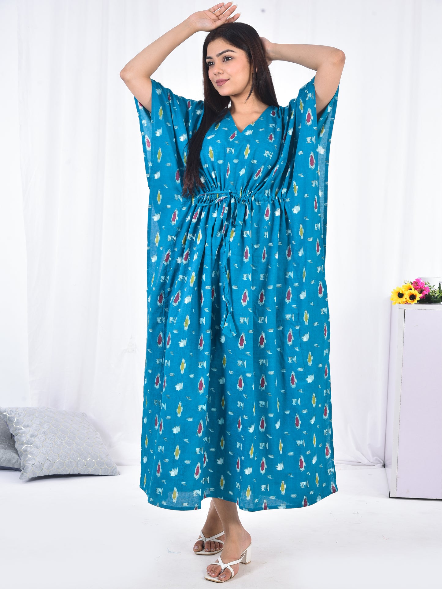 Hand-Block Print Cotton Kaftan