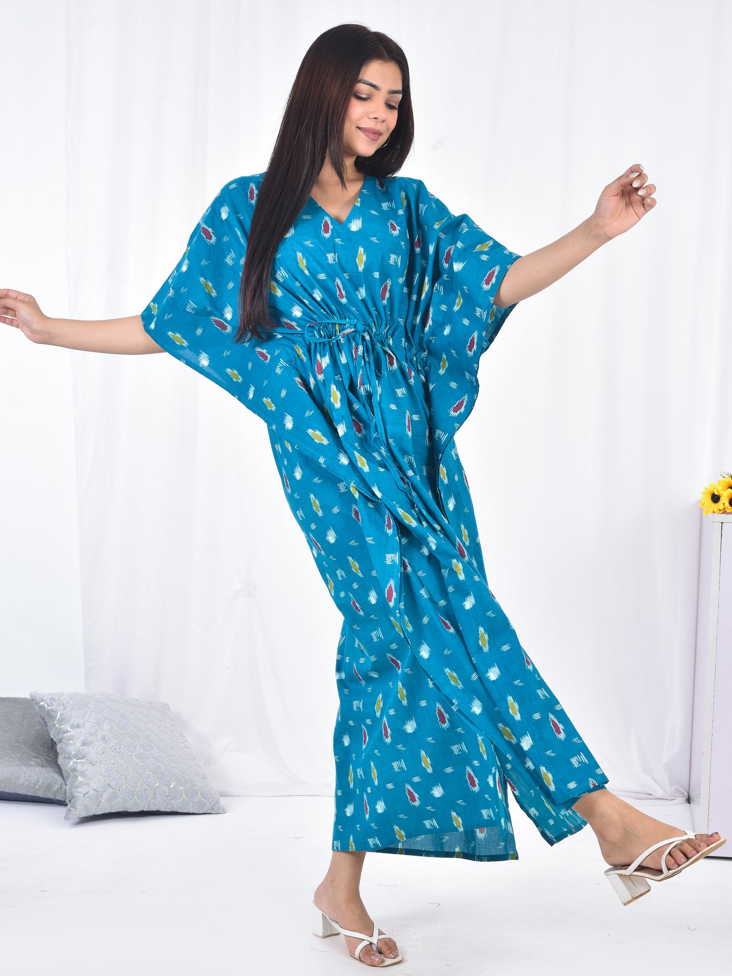 Hand-Block Print Cotton Kaftan