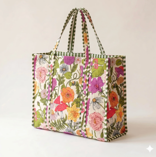 White Floral Tote Bag