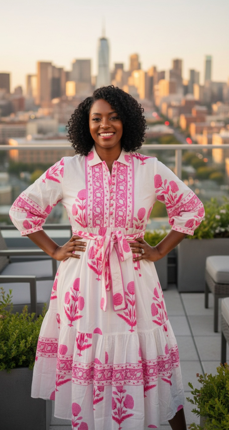 Gulaabi Hawa Block Printed Cotton Dress