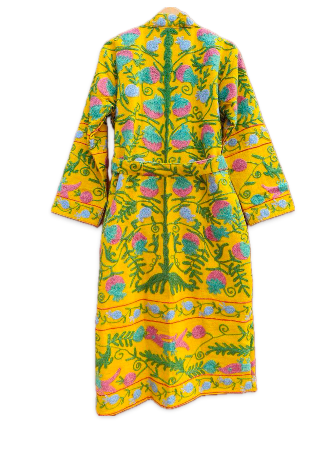 Suzani Embroidery Bath Robe in Yellow
