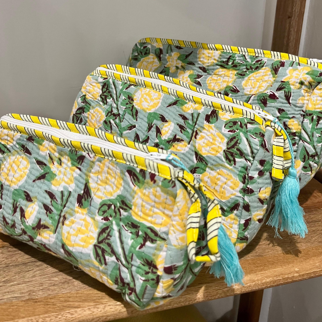 Block Printed Toiletry Bag - Set of 3