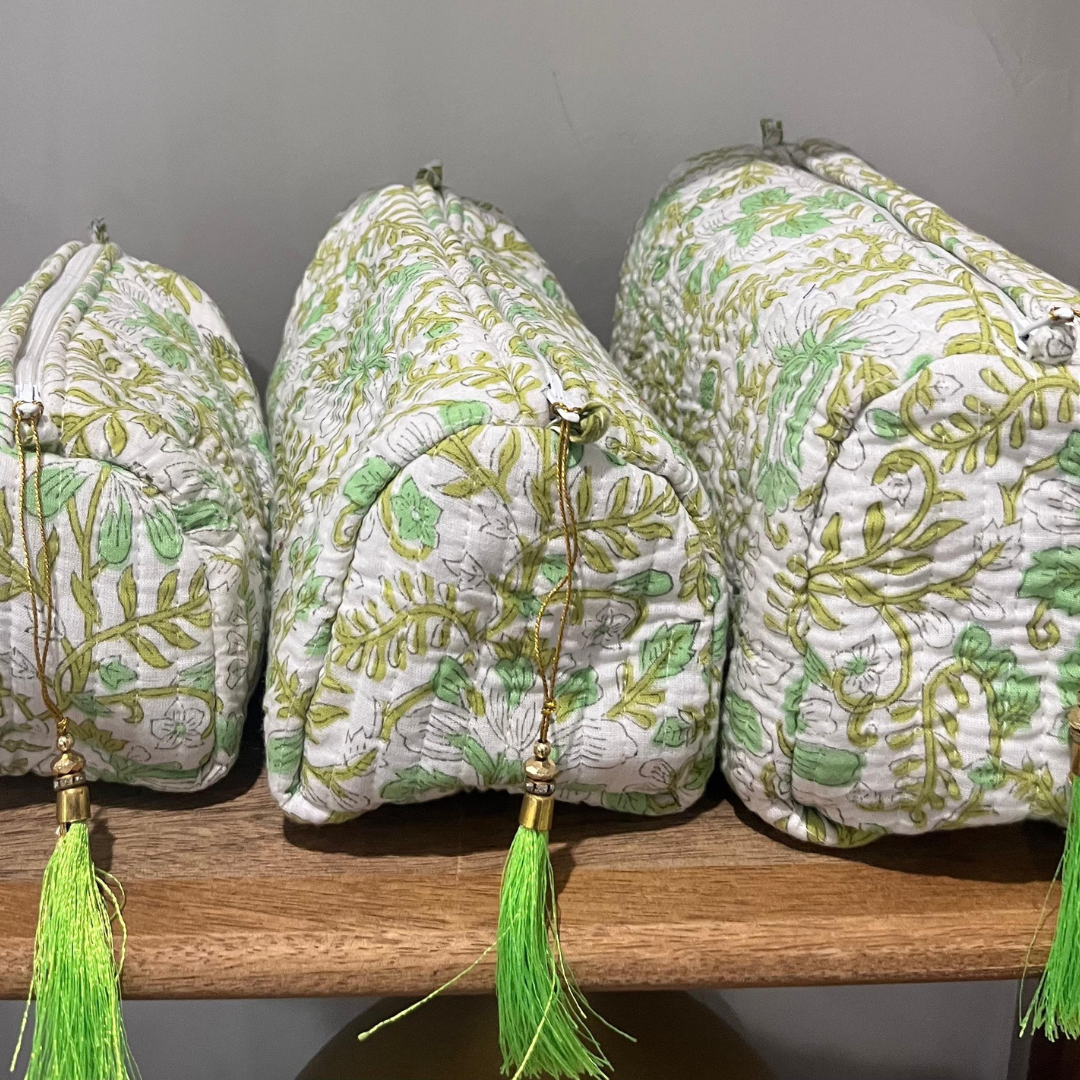 Block Printed Toiletry Bag - Set of 3