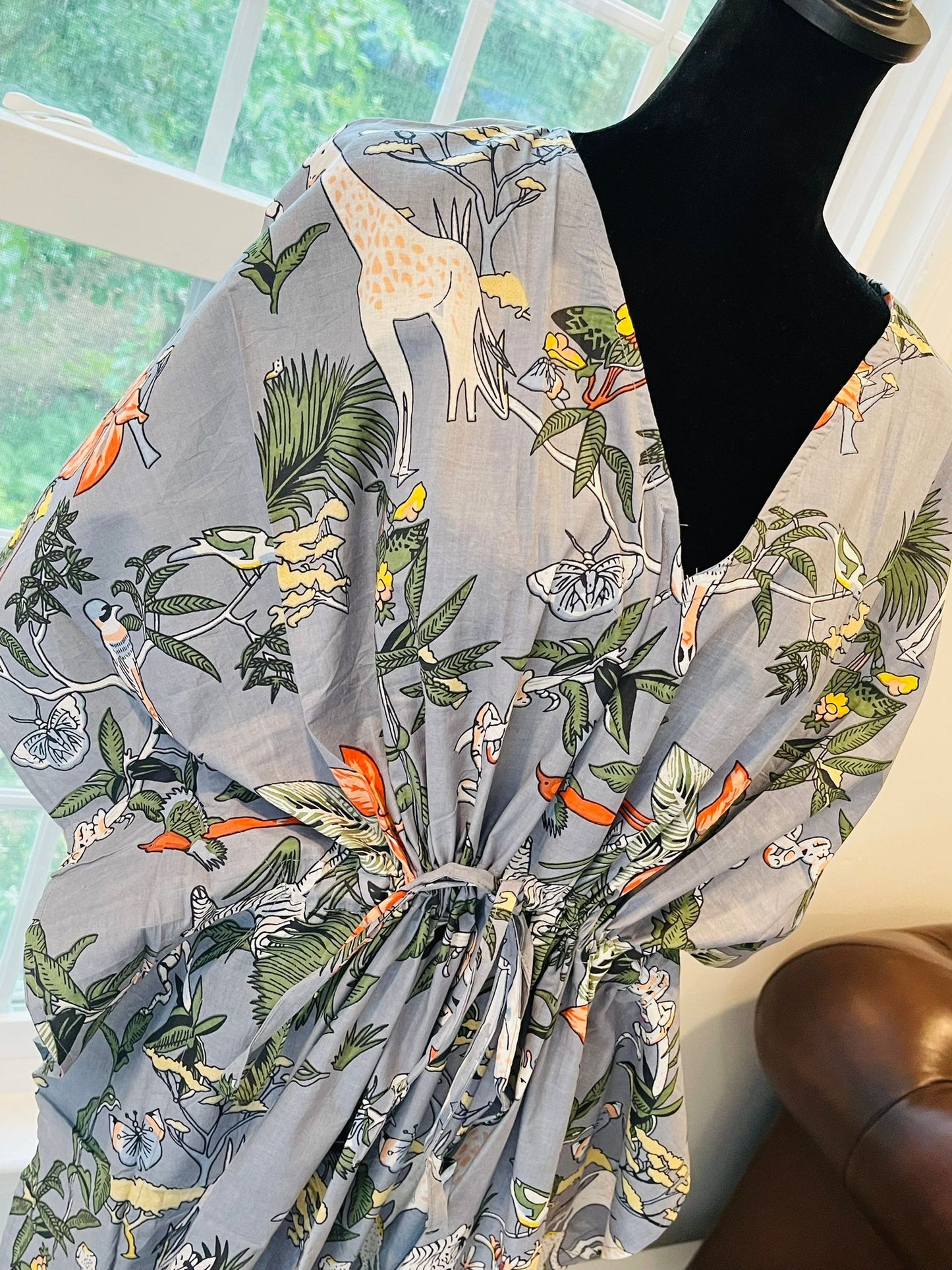 Grey Forest Printed Cotton Kaftan