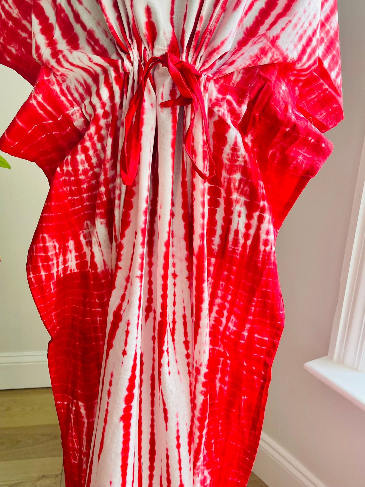 Tie-Dye Cotton Kaftan - Red