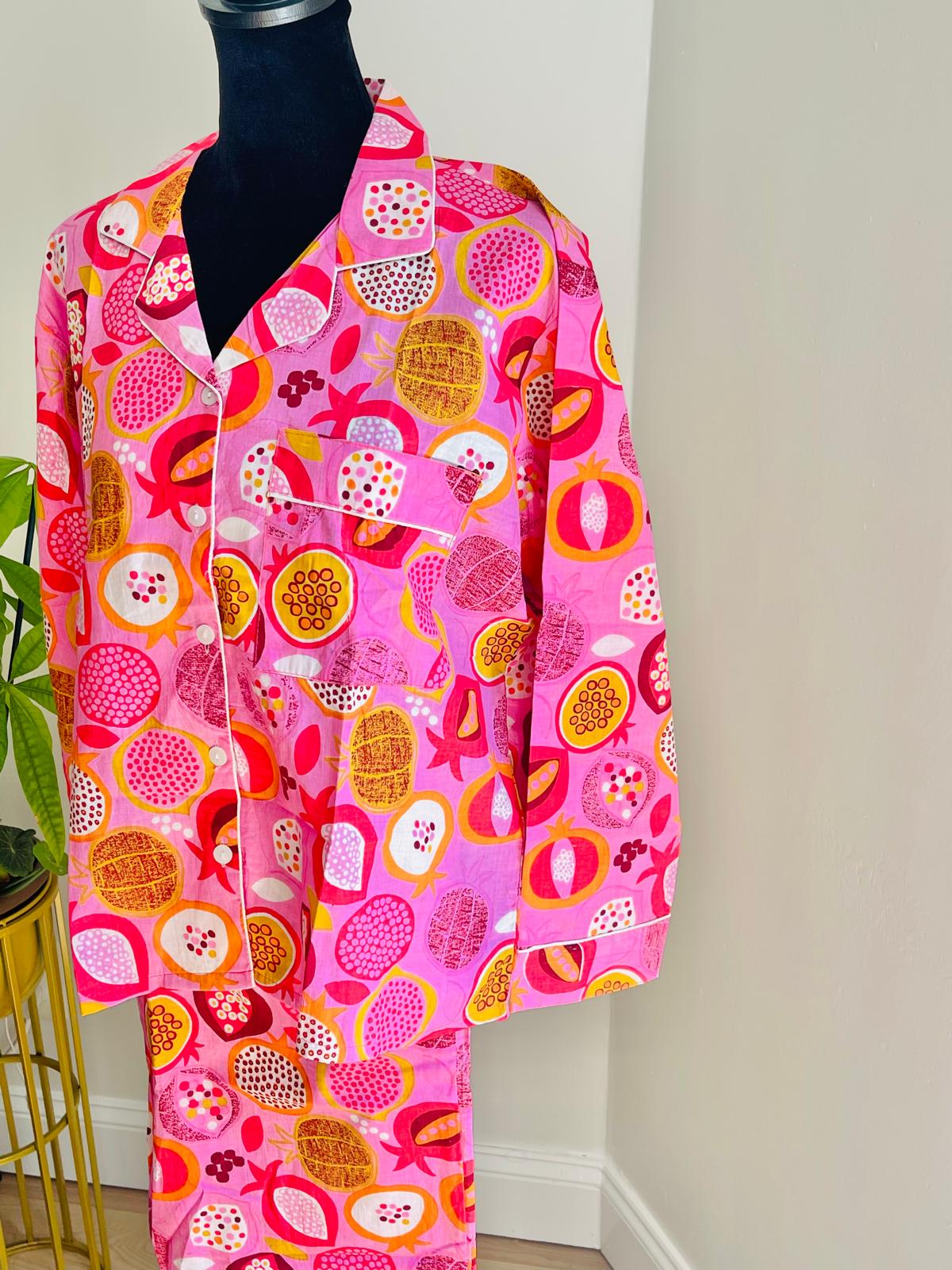 Long Pajama Set in Fruity Pink