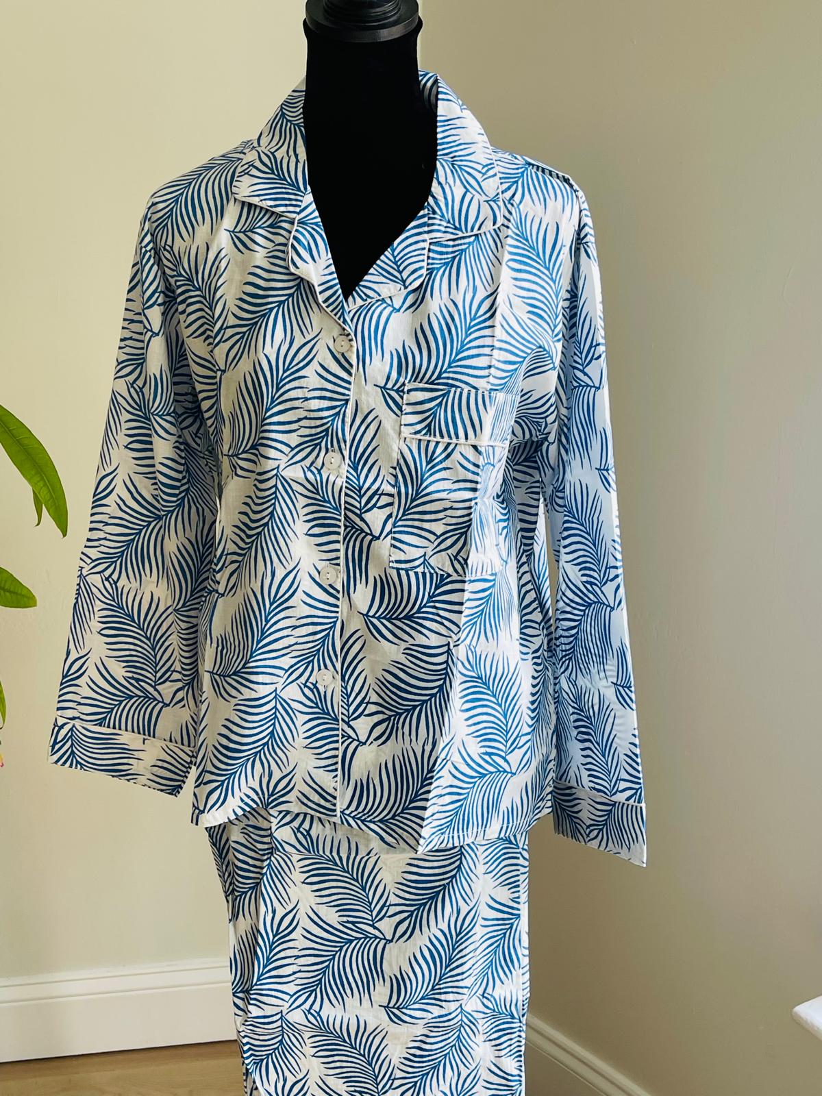 Long Pajama Set in Breezy Blue