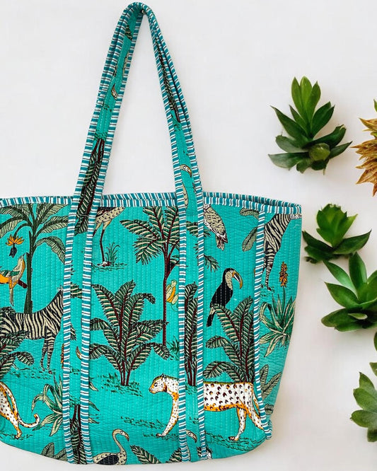 Handmade Block Printed Reversible Tote Bag