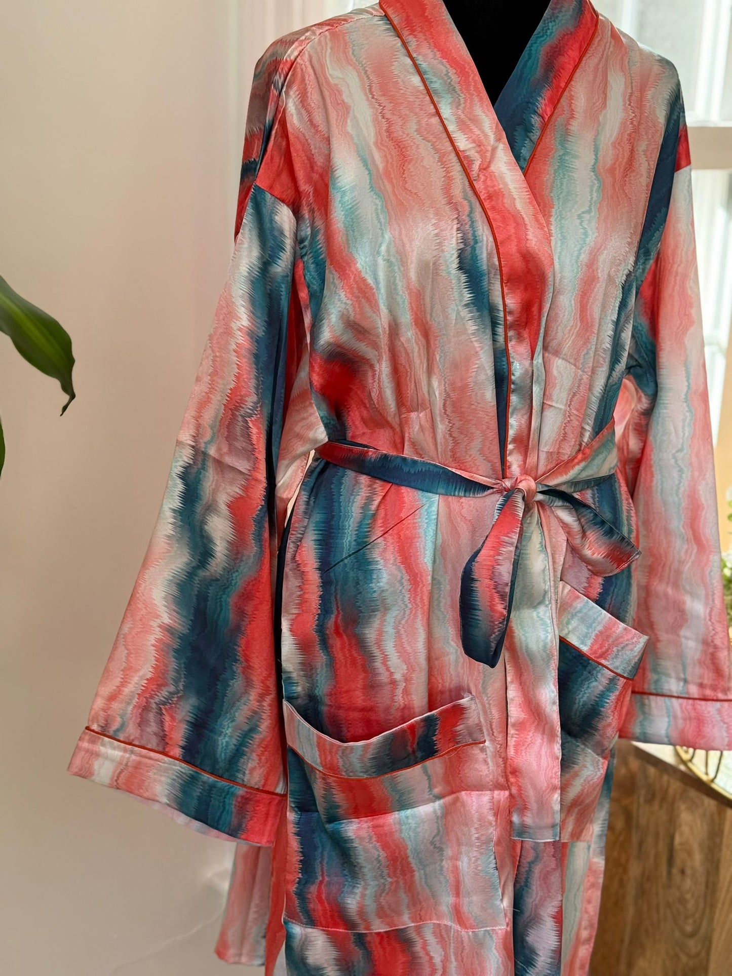 Multi Color Mini Satin Silk Bath Robe