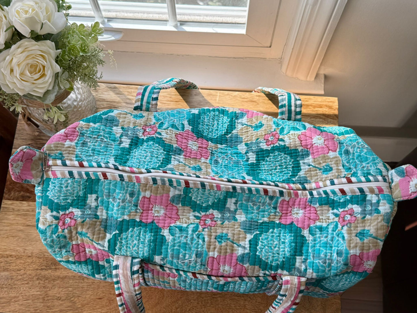 Floral Block Printed Duffel Bag
