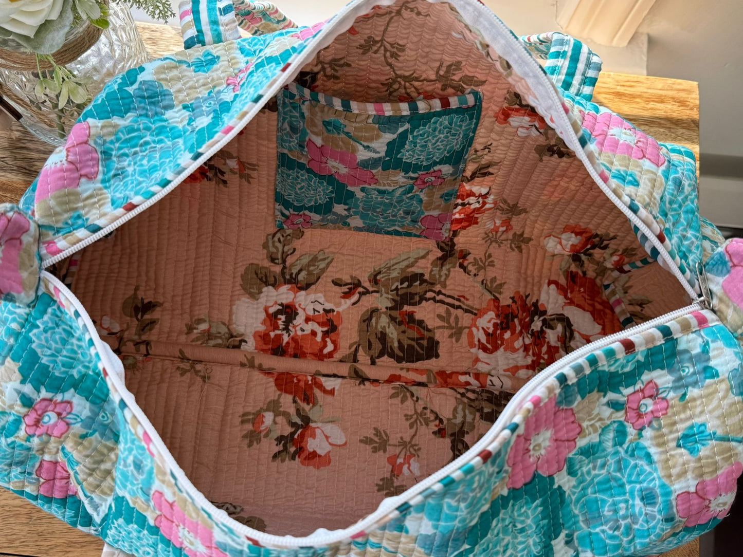 Floral Block Printed Duffel Bag