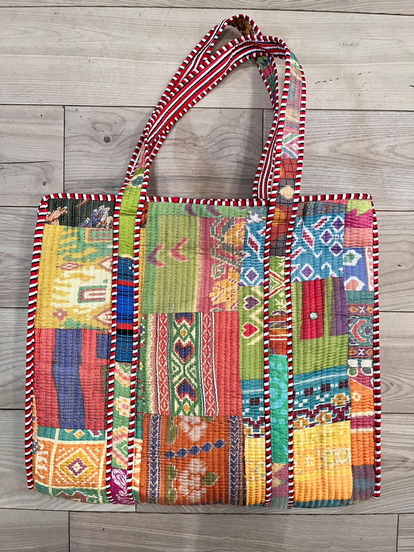 Multi-Color Patchwork Tote Bag