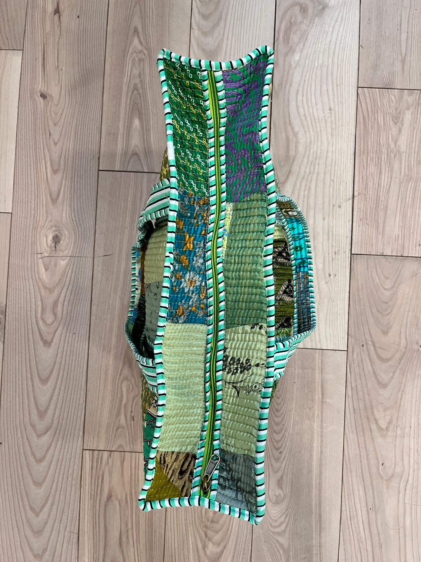 Green Patchwork Tote Bag