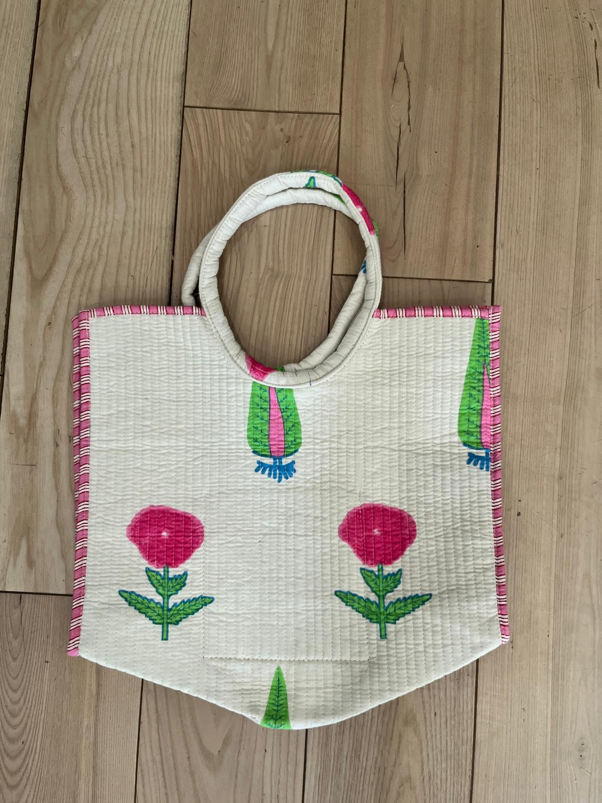 White Floral Moon Bag