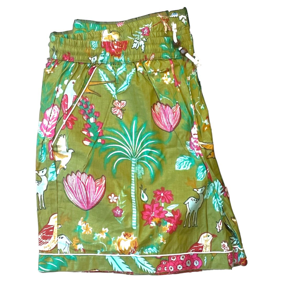 Short PJ Set in Green Glimmering Garden