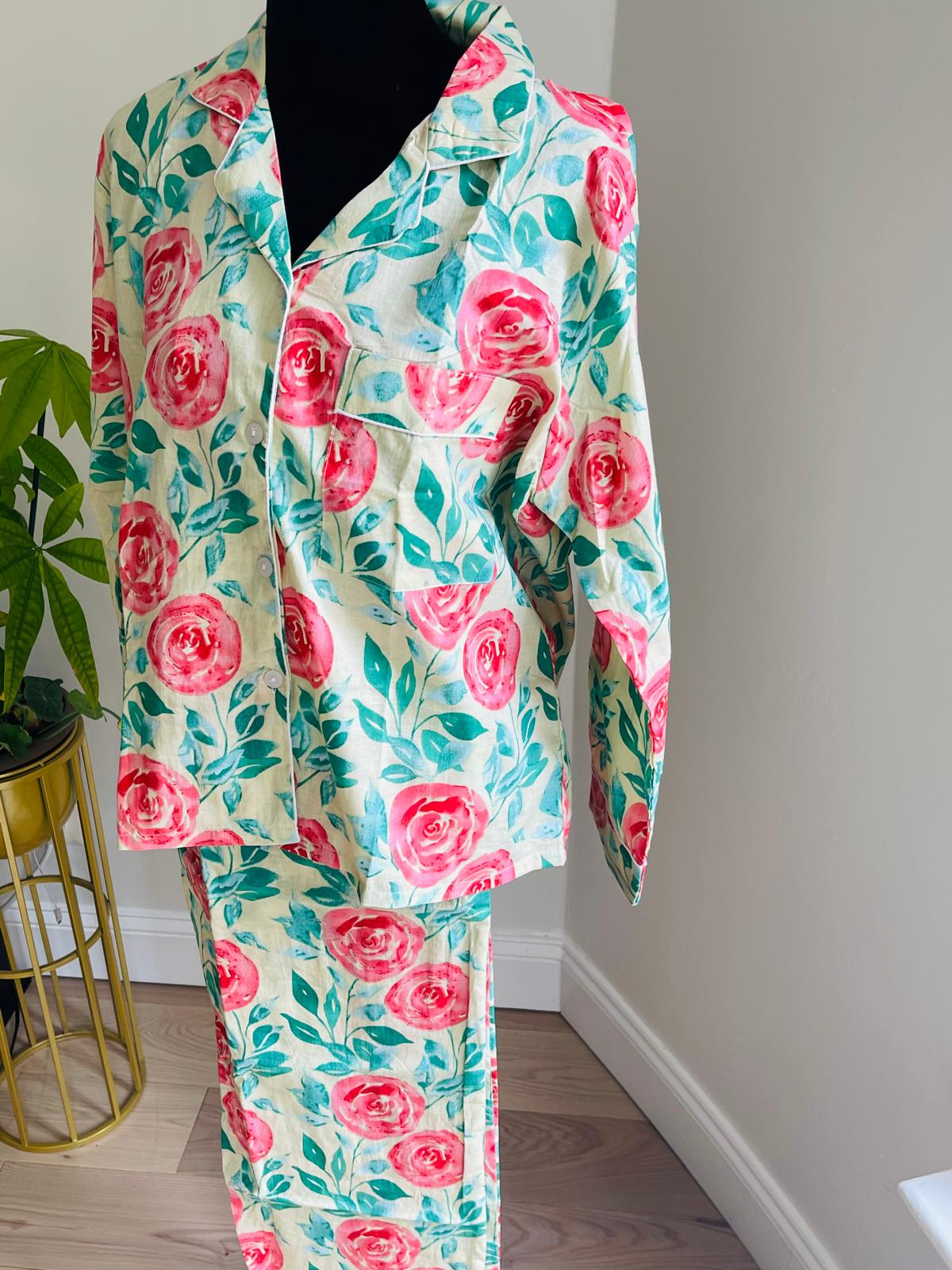 Long Pajama Set in Pink Hermosa