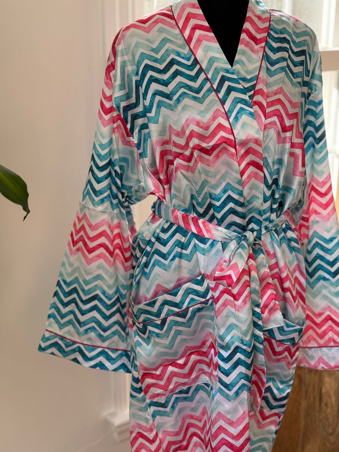 Multi Color Mini Satin Silk Bath Robe