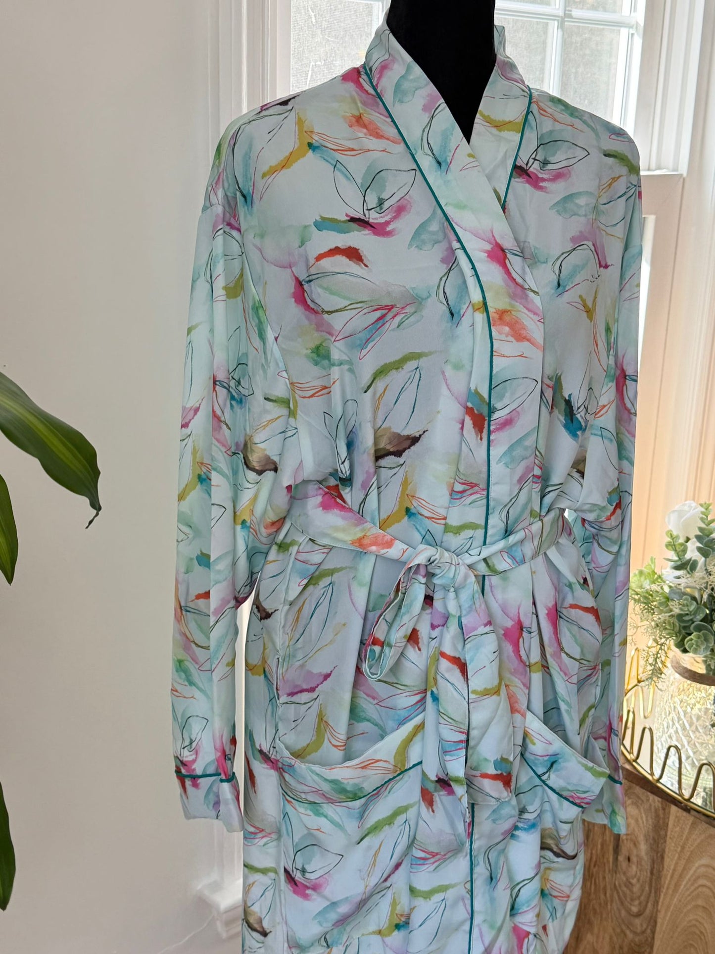 Multi Color Mini Satin Silk Bath Robe