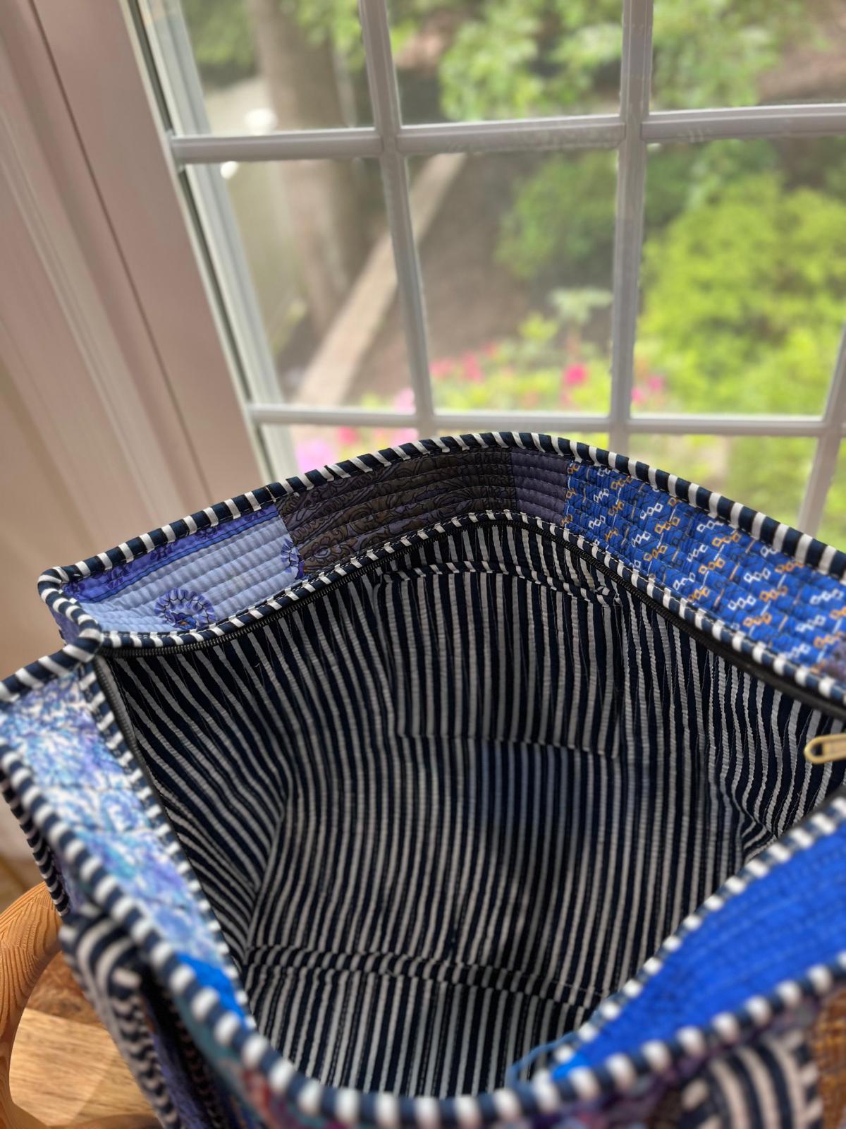 Blue Patchwork Tote Bag