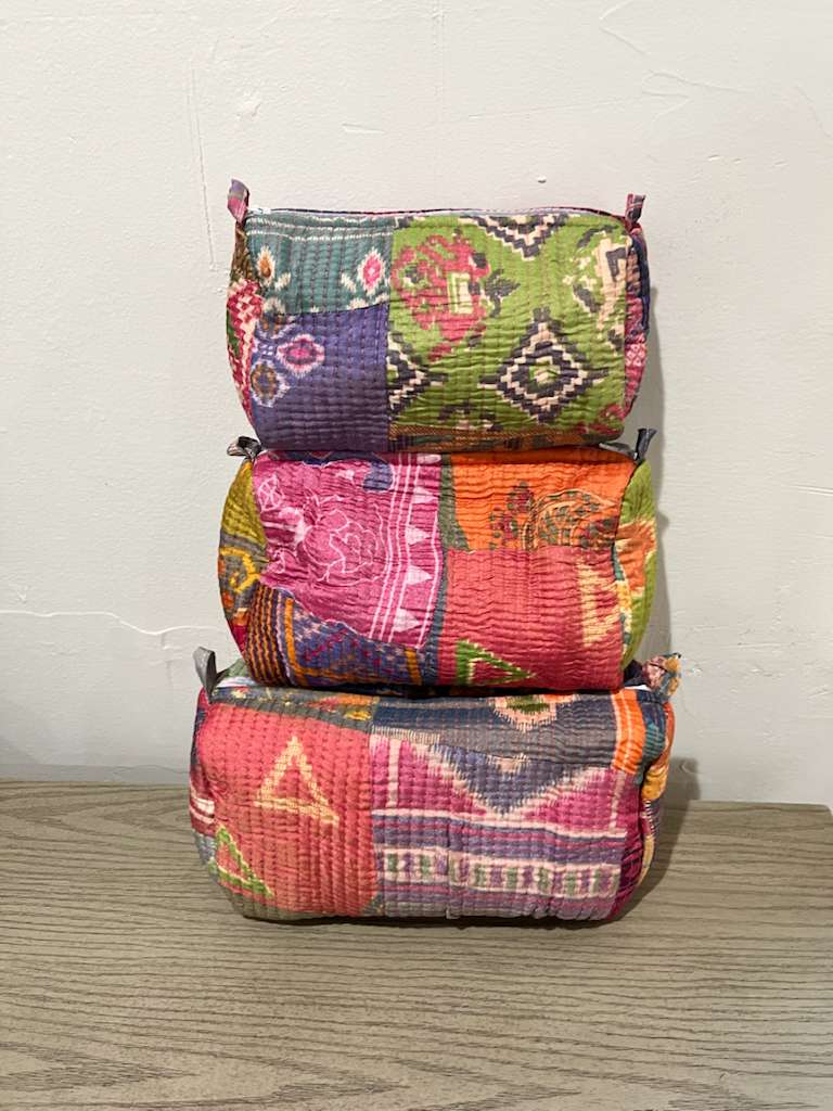 Golden Patchwork Toiletry Bag - Set of 3