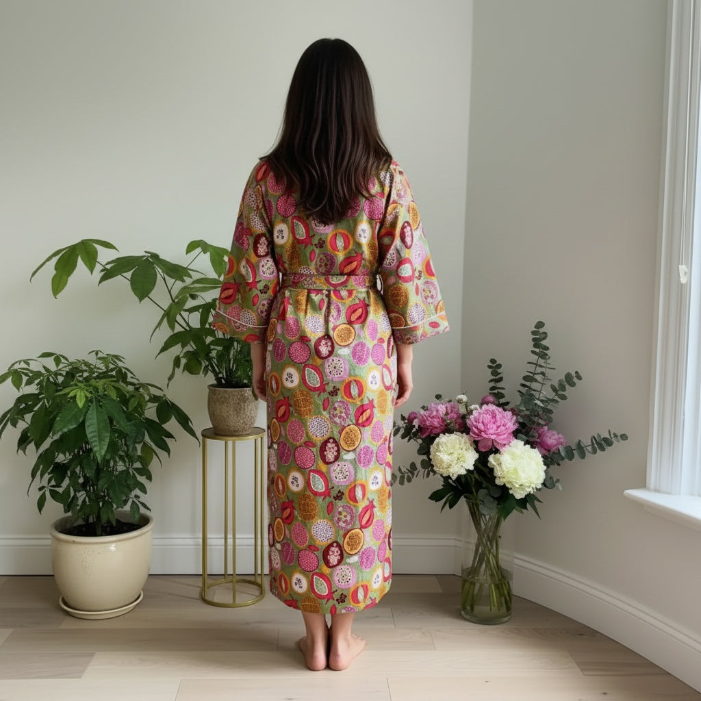 Green Pomegranate Block print