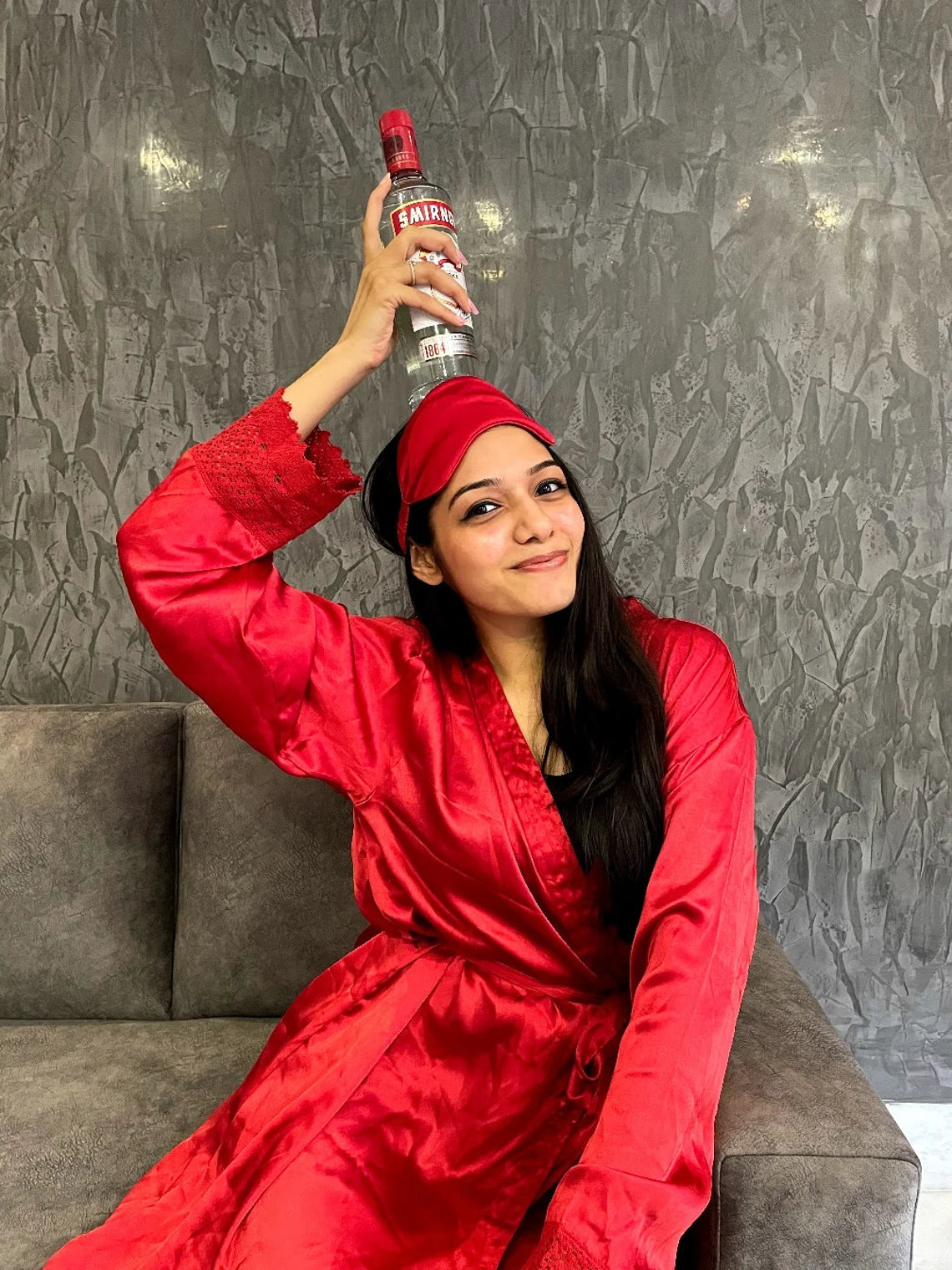 Silky Soft Satin Bathrobe - Red