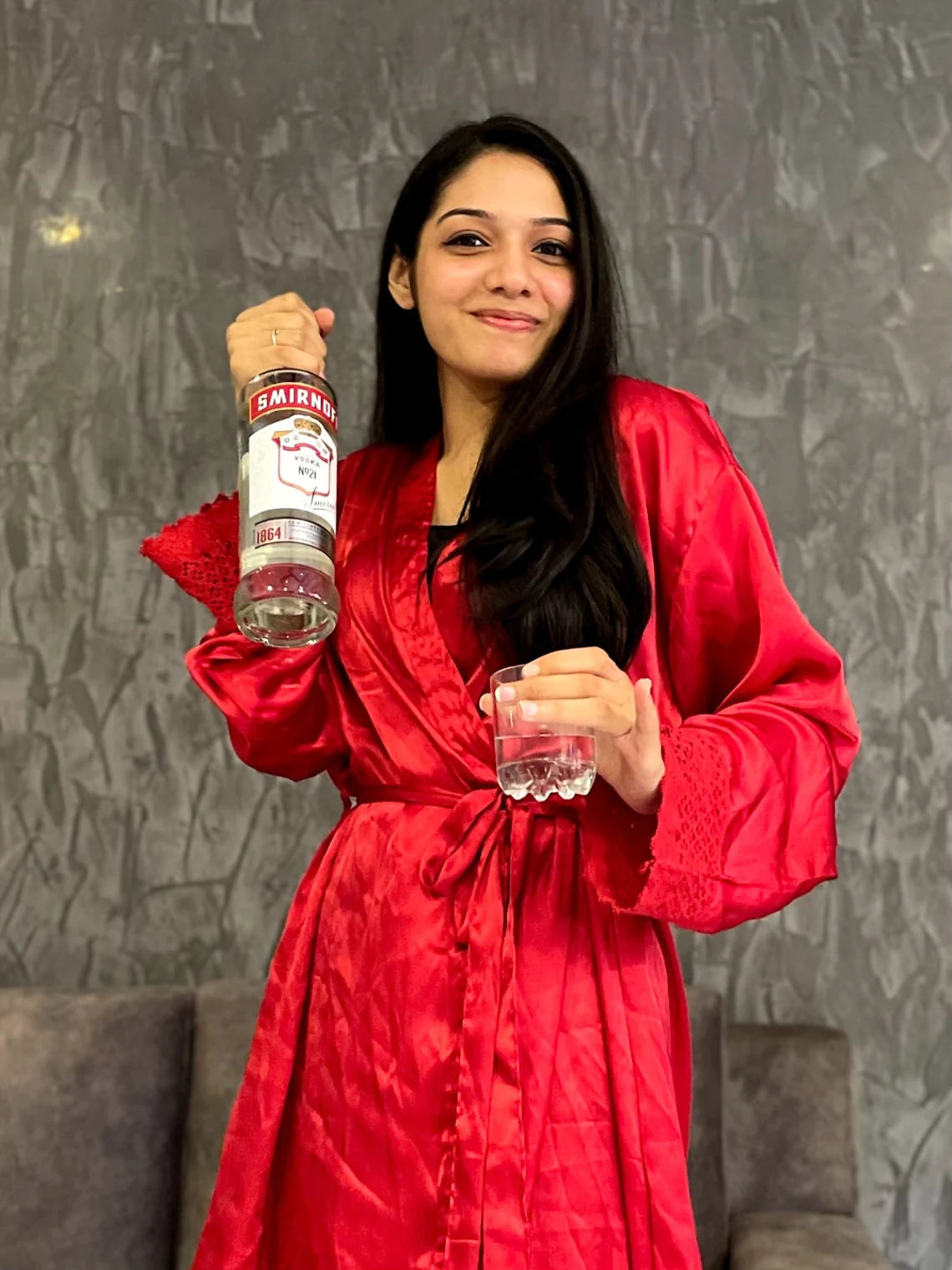Silky Soft Satin Bathrobe - Red