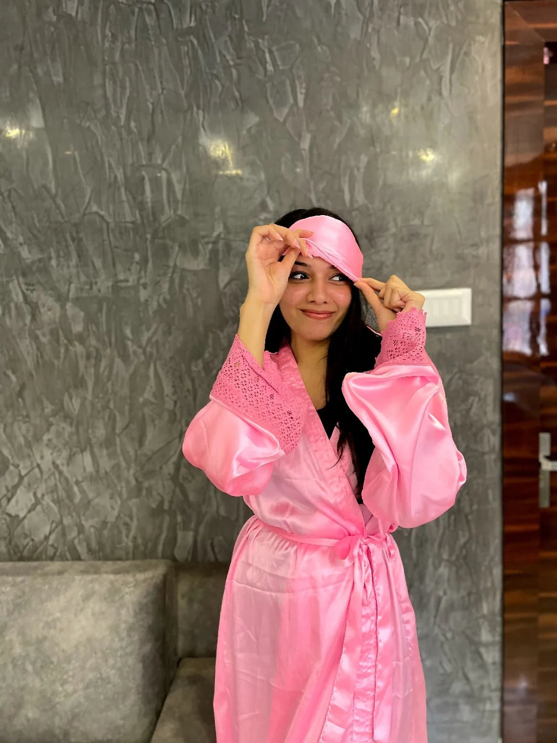 Silky Soft Satin Bathrobe - Pink