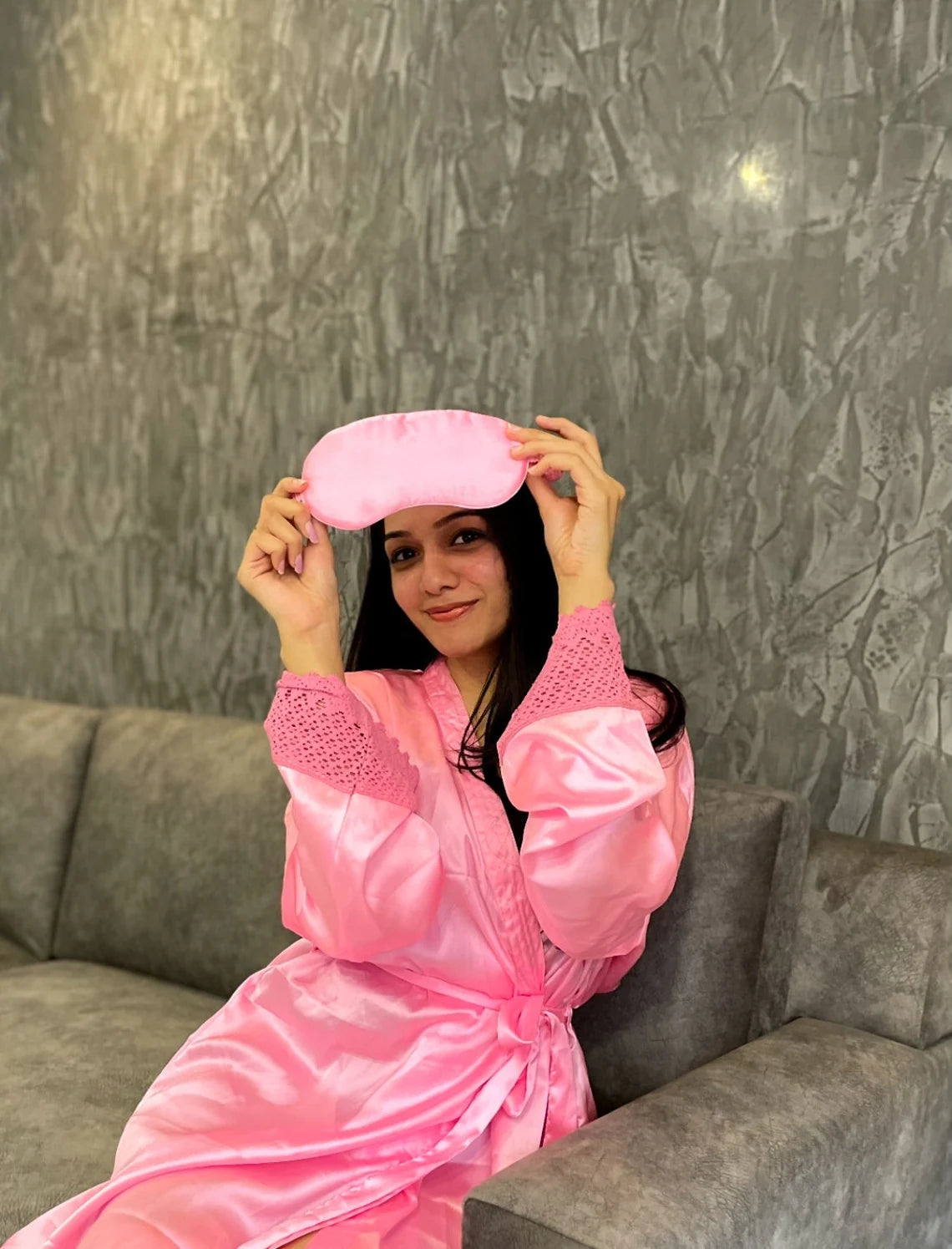 Silky Soft Satin Bathrobe - Pink