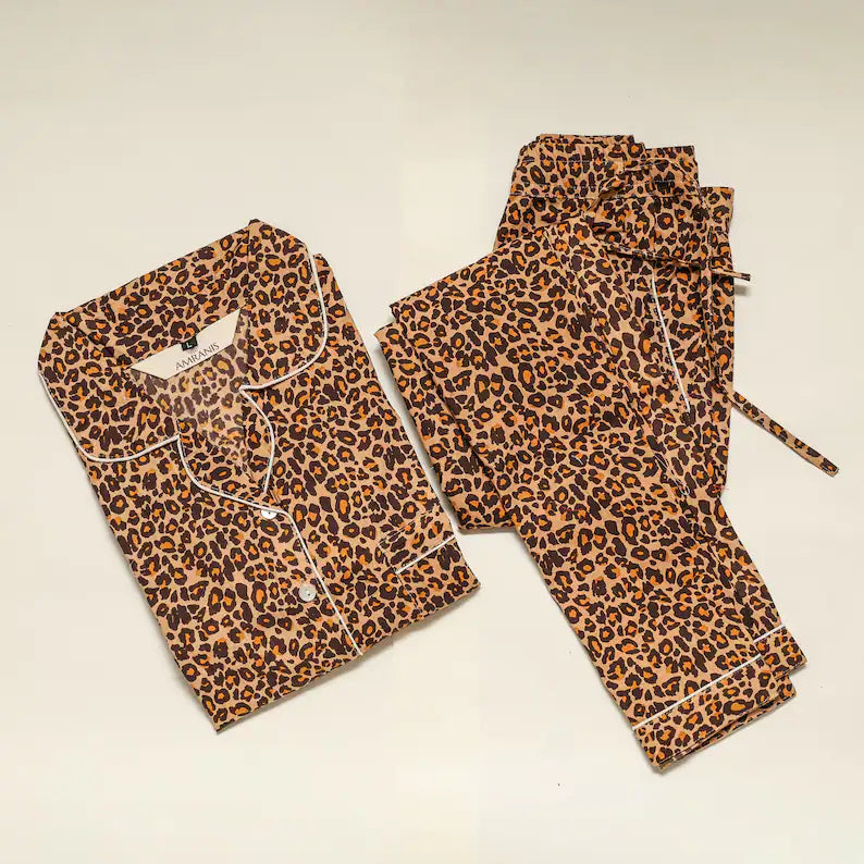Long PJ Set in Cheetah Chic
