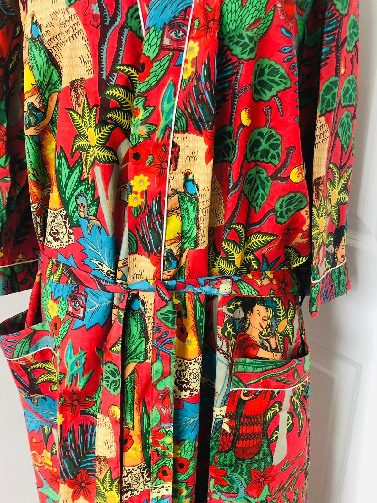 Pink Frida Kahlo Cotton Robe