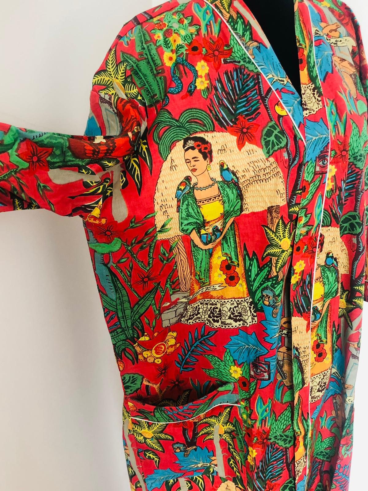 Blue Frida Kahlo Cotton Robe