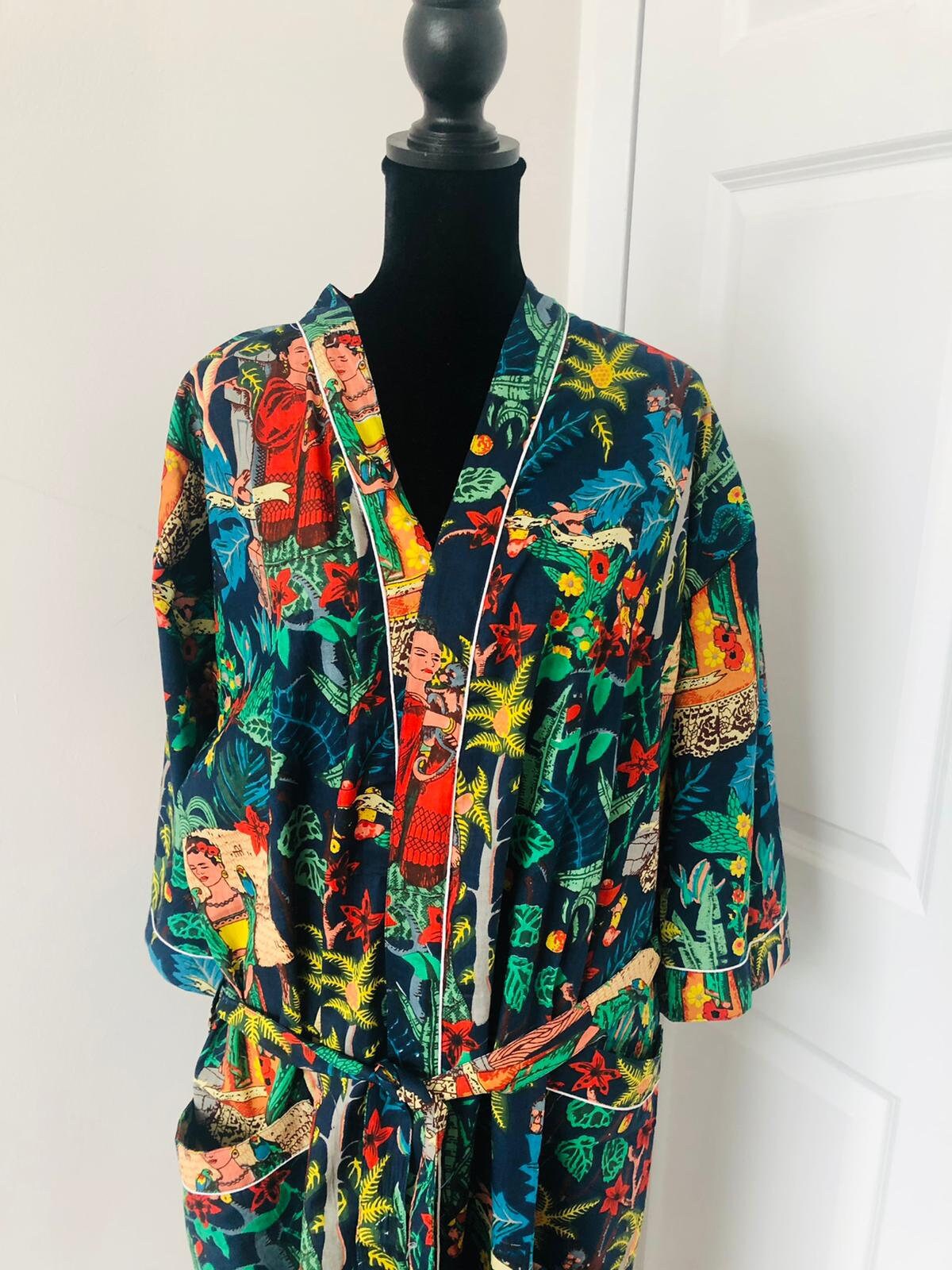 Pink Frida Kahlo Cotton Robe
