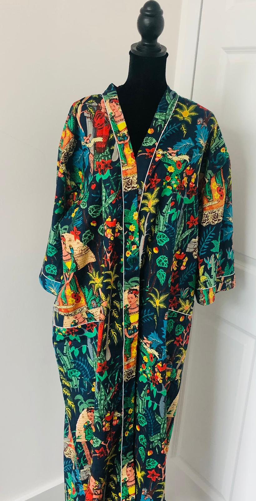Red Frida Kahlo Cotton Robe